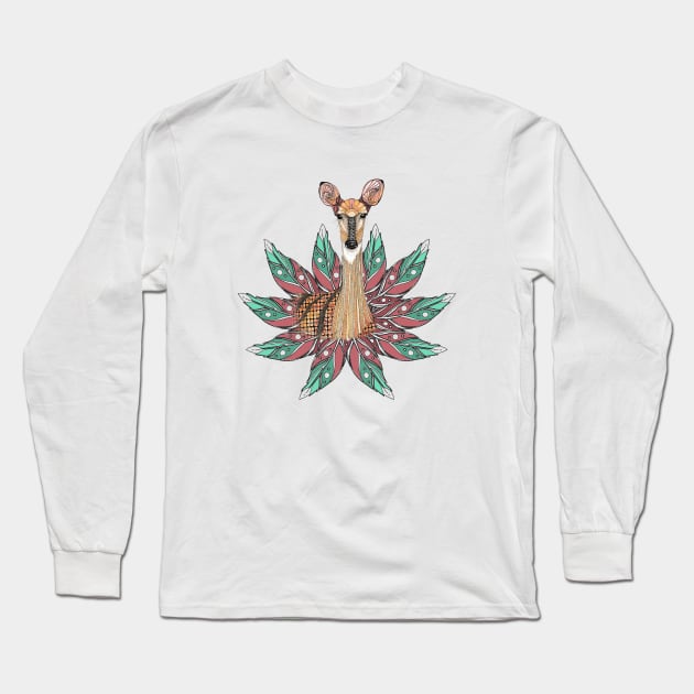 Deer Totem Animal Long Sleeve T-Shirt by FreeSpiritMeg